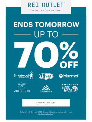 REI - Ends tomorrow—up to 70% off 📆