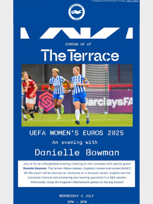 Brighton & Hove Albion FC (United Kingdom) - An evening with Danielle Bowman at The Terrace 🦁