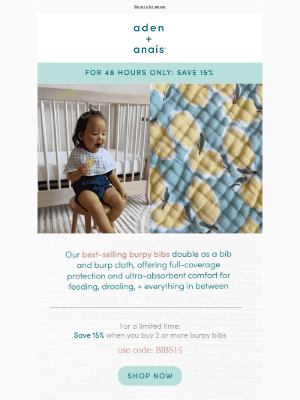 aden + anais - 48 Hours Only: 15% OFF Burpy Bibs 👶