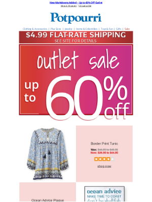 Potpourri Online Catalog - Limited Inventory: Shop Up to 60% Off Outlet