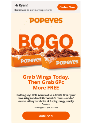 Popeyes Louisiana Kitchen - 💥 Ooh! A 4th of July deal! Ahh!