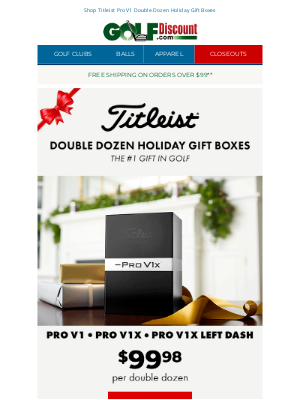 GolfDiscount.com - #1 Gift in Golf - Titleist Pro V1 Double Dozen Gift Boxes In Stock!