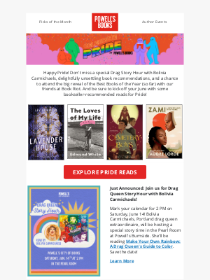 Powell's Books - 🏳️‍🌈 Announcing Drag Queen Story Hour with Bolivia Carmichaels!