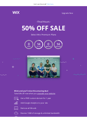 Wix - Last Chance—Save 50% with Wix