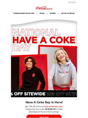 Coca-Cola - Enjoy 15% Off Sitewide TODAY ONLY 🎉
