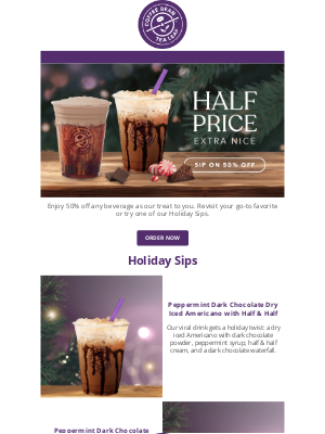 The Coffee Bean and Tea Leaf - Now through Sunday: Get 50% Off any beverage