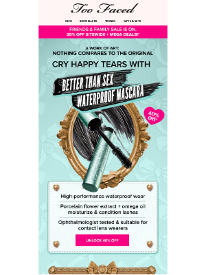 Too Faced Cosmetics - Waterproof, Sweatproof & Now 40% Off 💦