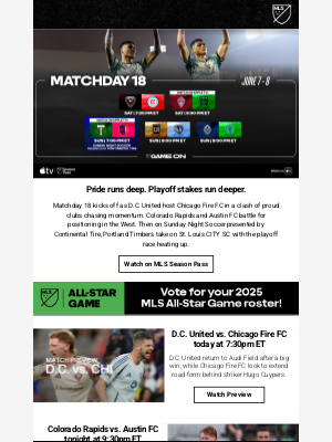 Major League Soccer - Watch pride and playoff pressure collide on Matchday 18