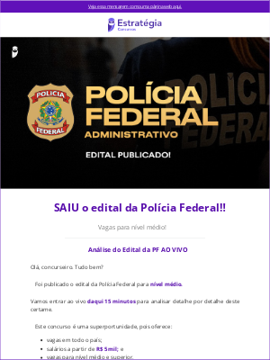 Estratégia Concursos (Brazil) - 😱 SAIU o edital da Polícia Federal‼️