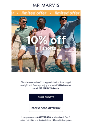 Mr Marvis - 10% off all shorts
