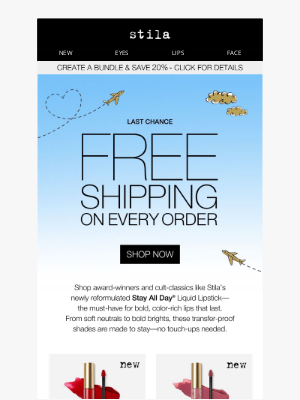 Stila Cosmetics - Hurry! Last Chance for FREE Shipping 🚨