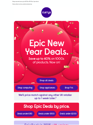 Currys (United Kingdom) - Start the year right with our Epic New Years Day deals! 🎆