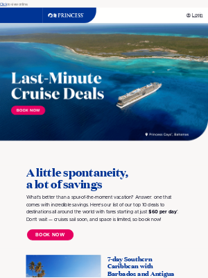 Princess Cruises - ❗Sailing soon: Fares from $60 per day