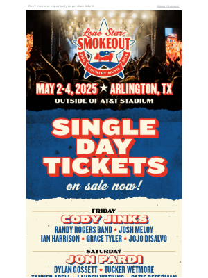 Dallas Cowboys - Available Now! Lone Star Smokeout Single Day Tickets 🎶🍖