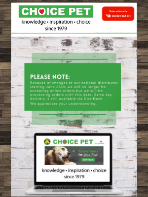 Choice Pet Supply - 💚 IMPORTANT INFORMATION REGARDING ONLINE ORDERS AT CHOICEPET.COM 💚