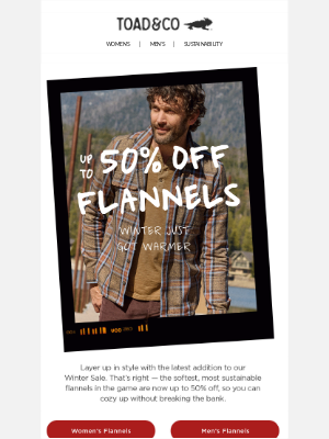 Toad&Co - Winter Sale: Score Flannels up to 50% Off