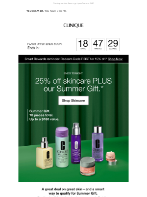 Clinique - LAST CHANCE. Summer Gift + 25% off skincare.