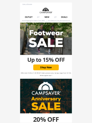 CampSaver - Up to 15% Off Footwear 👟