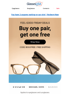 Glasses USA - 💌 You're invited to our FRIDAY BOGO sale