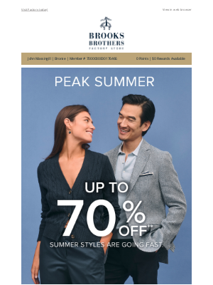 Brooks Brothers - High summer looks are up to 70% off!