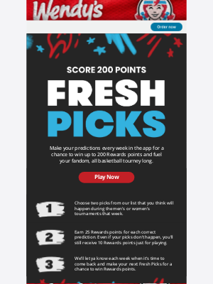 Wendy's - Fresh Picks is here 🏀 Score 200 points