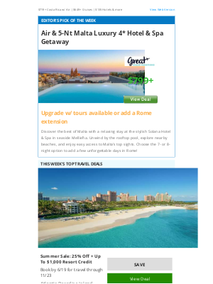 TripHound - Mediterranean Cruise, Malta Luxury Vacation, Spain Tour & More