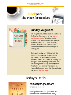 HarperCollins - Your perks for Sunday