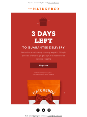 NatureBox - 3 days left to guarantee snack delivery by Dec 25!