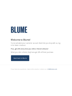 Meet Blume - Your account is activated!