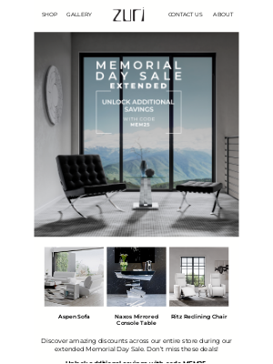 Zuri Furniture - Last Chance: Living Room Savings End Soon