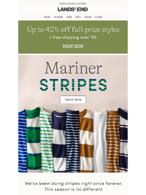 Lands' End - The stripe of the season: Mariner⛵ Up to 40% off