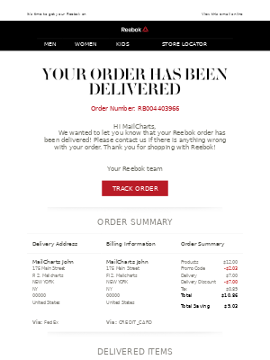 Reebok - Your order has been delivered