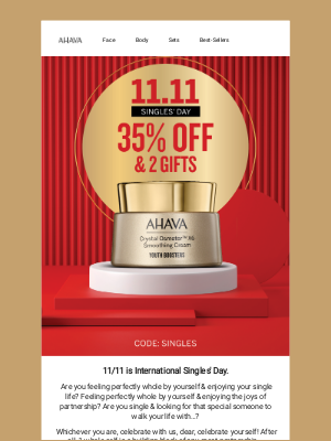 AHAVA - 35% off & 2 Gifts for Singles' Day!