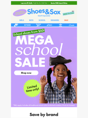 Shoes & Sox (Australia) - Starts now: Mega School Sale