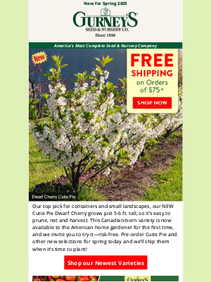 Gurney’s Seed and Nursery Co. - Get FREE SHIPPING on new spring selections.