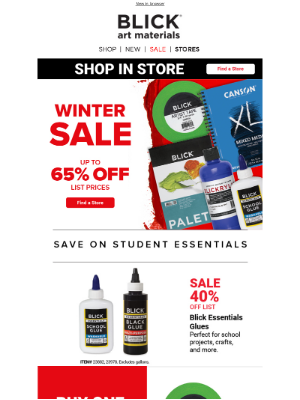 Blick Art Materials - Stock up on Student Essentials!