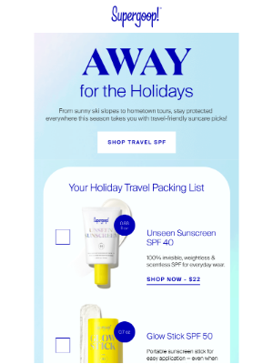 Supergoop! - Your holiday travel packing list