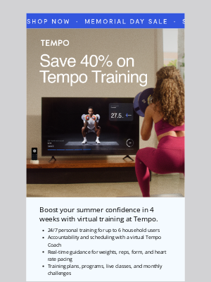 Tempo - 💪Don’t miss out! Save 40% this weekend only!