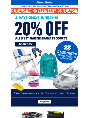 West Marine - STARTS Today: 20% Off West Marine Brand Gear