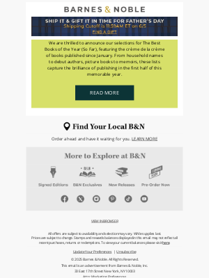 Barnes & Noble, INC - The Best Books of 2025 (So Far)