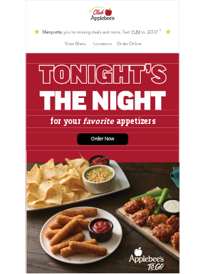 Applebee's - Our appetizers were made for weekends