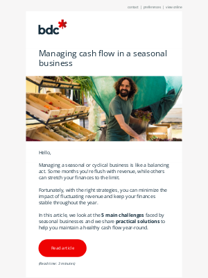 BDC (Canada) - Essential cash flow lessons for seasonal businesses