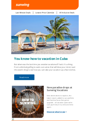 Sunwing Vacations Inc. (Canada) - Looking to inspire vacation envy from Cuba?