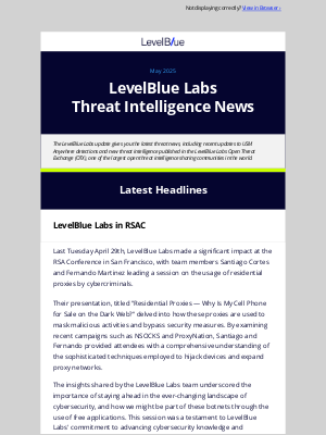 Cyber Security - News from LevelBlue Labs - May 2025