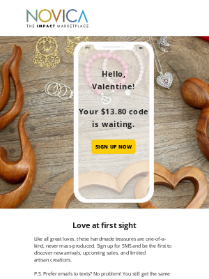 NOVICA - Your $13.80 early access Valentine’s Day code!