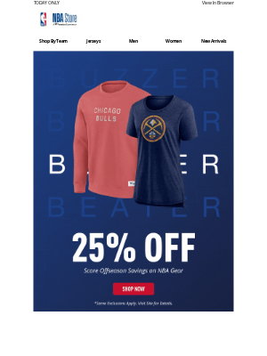 National Basketball Association (NBA) - Save! Save! Save 25% Off NBA Gear!