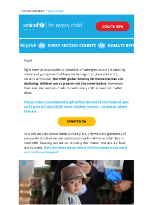 UNICEF (Australia) - 🚨Royal, from Gaza to Ukraine, support children in crisis.