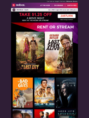 Redbox - $1.25 OFF: The Lost City, Last Seen Alive & more!