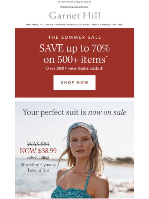 Garnet Hill - Top-rated swim styles, big savings!