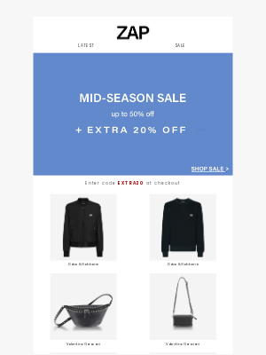 ZAP CLOTHING - Mid-Season Sale + Extra 20% off